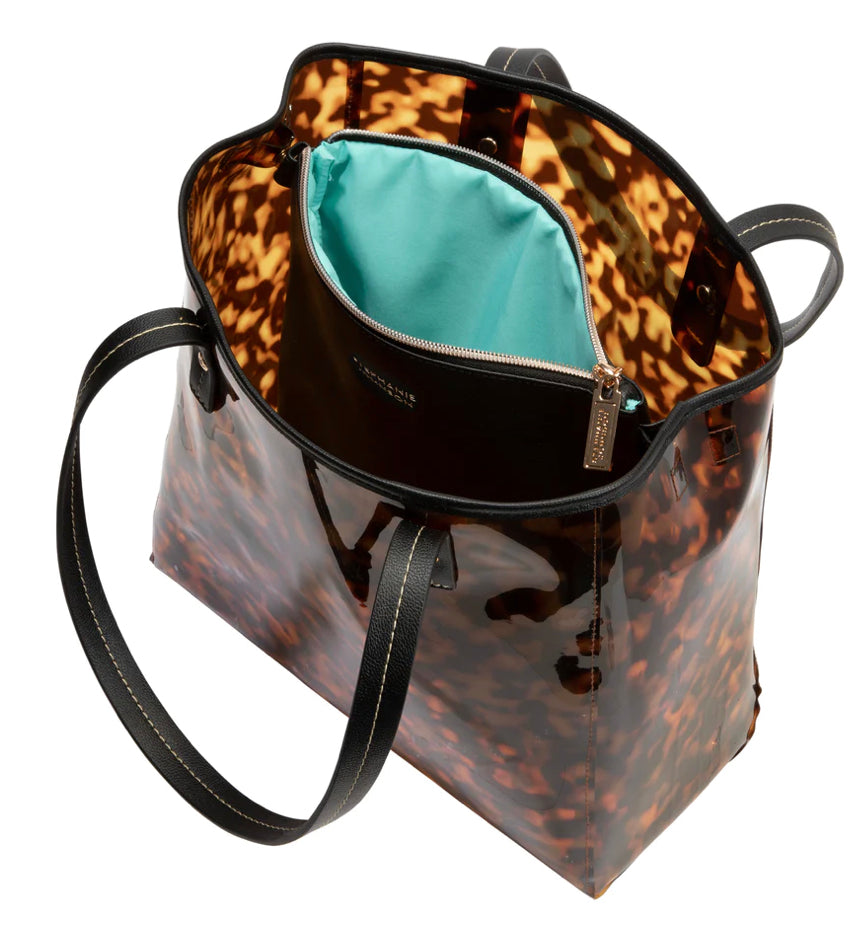 Miami Clearly Tortoise Piper Tote with Pouch