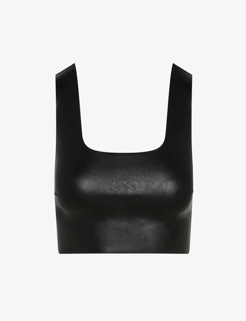 Faux Leather Squareneck Crop Top