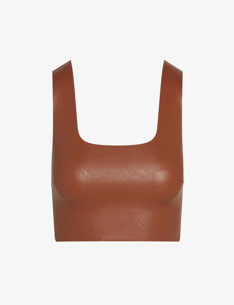 Faux Leather Squareneck Crop Top