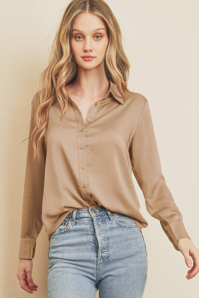 Tan Dull Satin Shirt