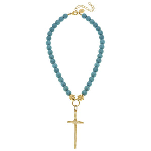 Elongated Cross Turquoise Necklace