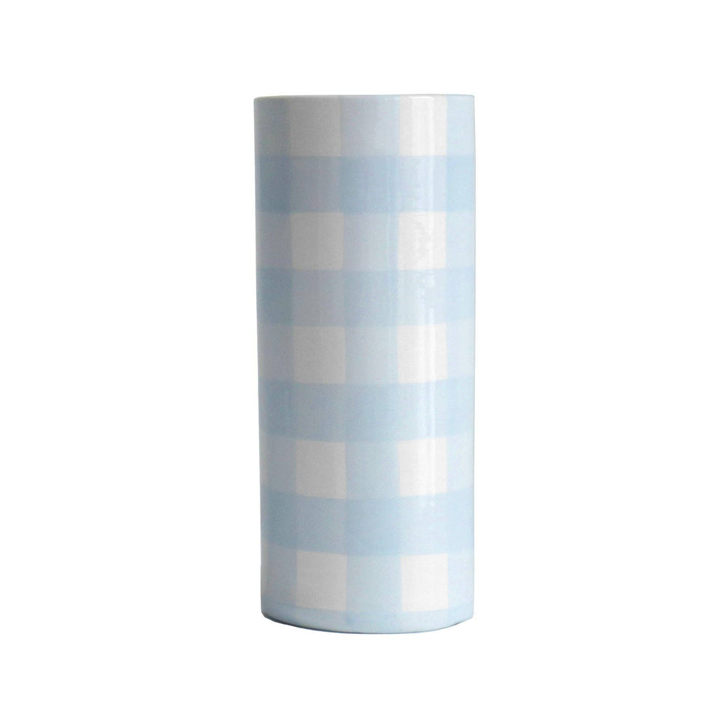 Blue Gingham Vase