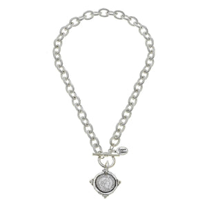 Handcast Silver Intaglio Coin Front Toggle Necklace