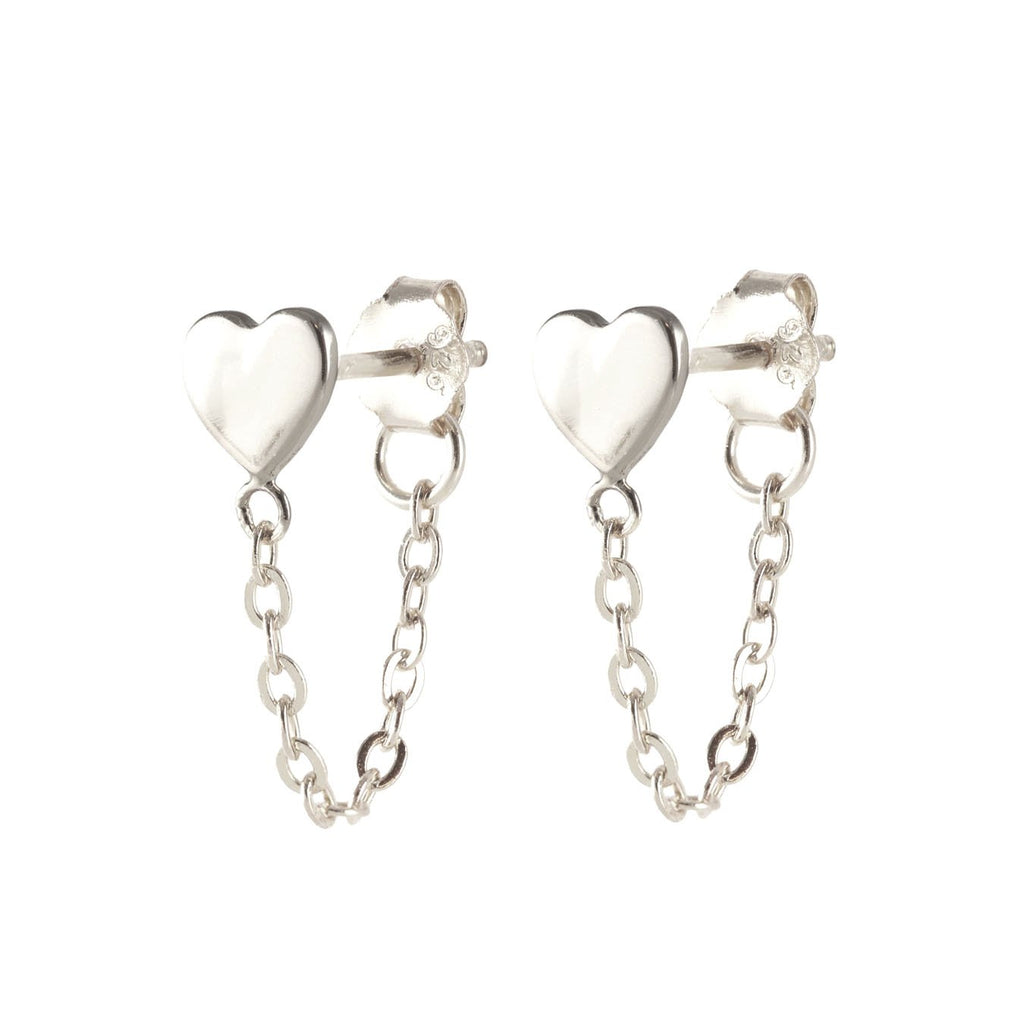 Heart Chain Stud Earrings