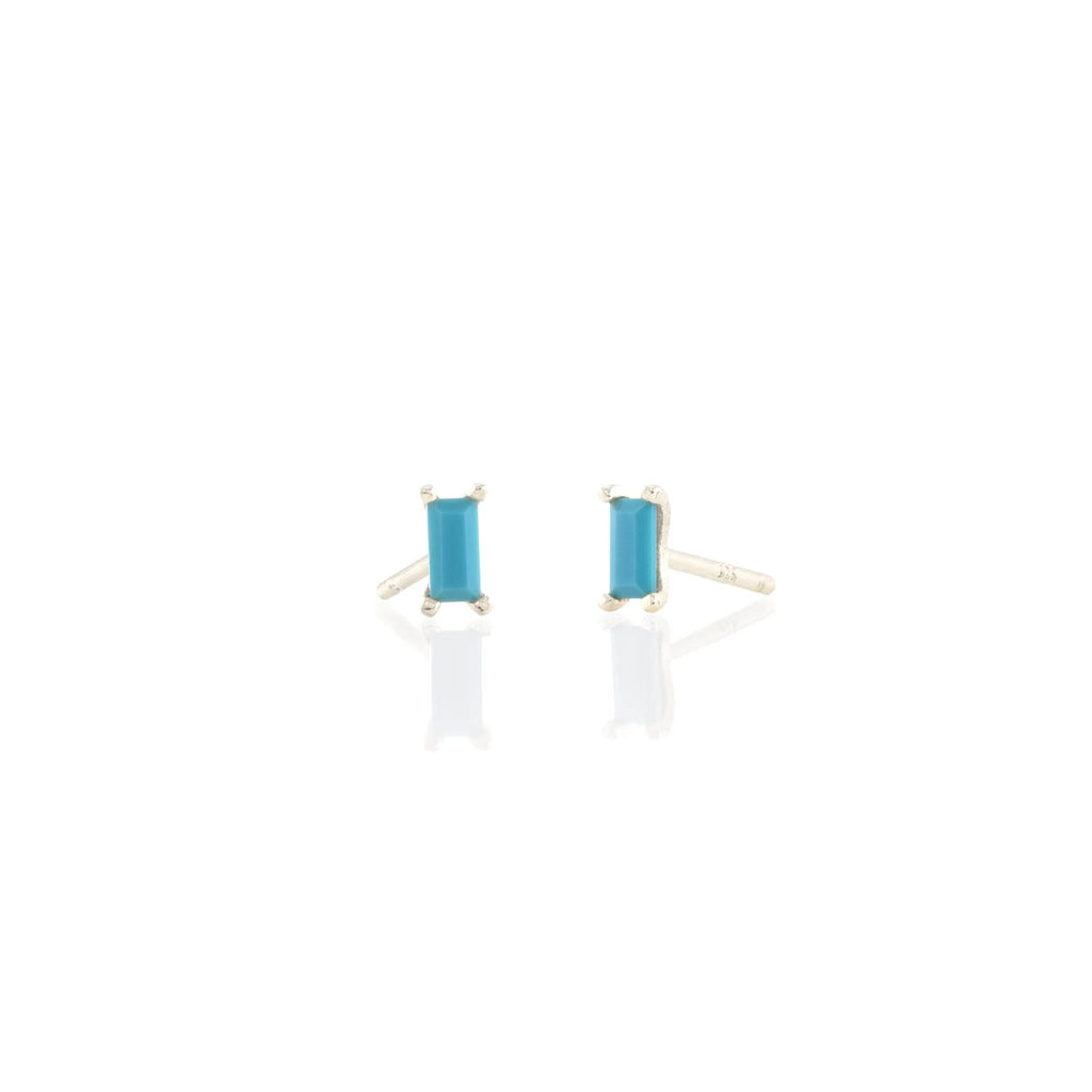 Turquoise Baguette Stud Earrings