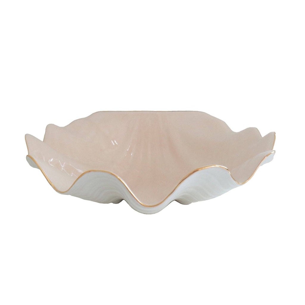 Pink Small Clam Shell Bowl with 22K Gold Accent