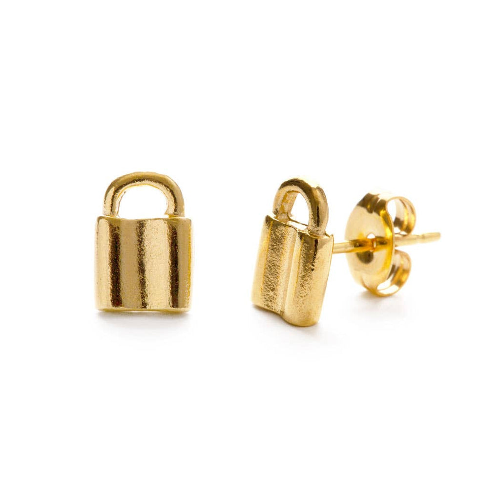 Tiny Padlock Stud Earrings