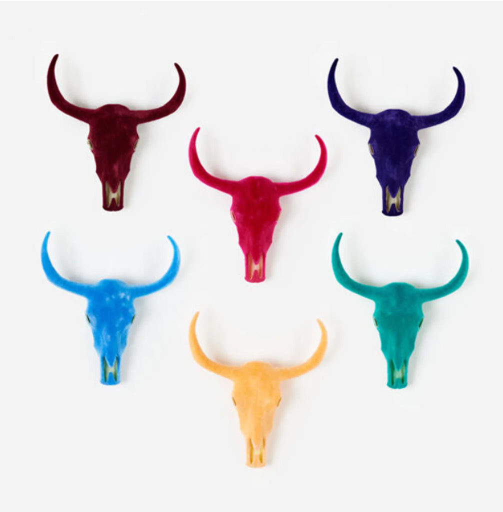 Flocked Longhorn Skull